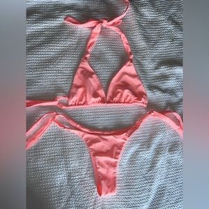 White fox swim tie bikini - bright peach